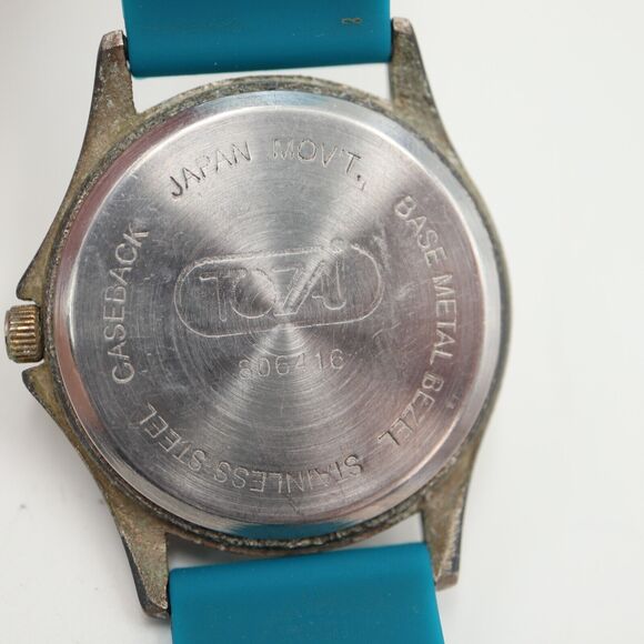 Vintage Tozai Unisex Watch 33mm Round Dial Blue Silicone Strap with New Battery - Picture 16 of 16